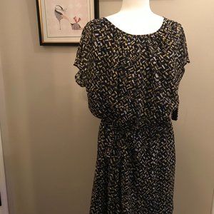 Dana Buchman - Navy, Yellow & White Design Dress